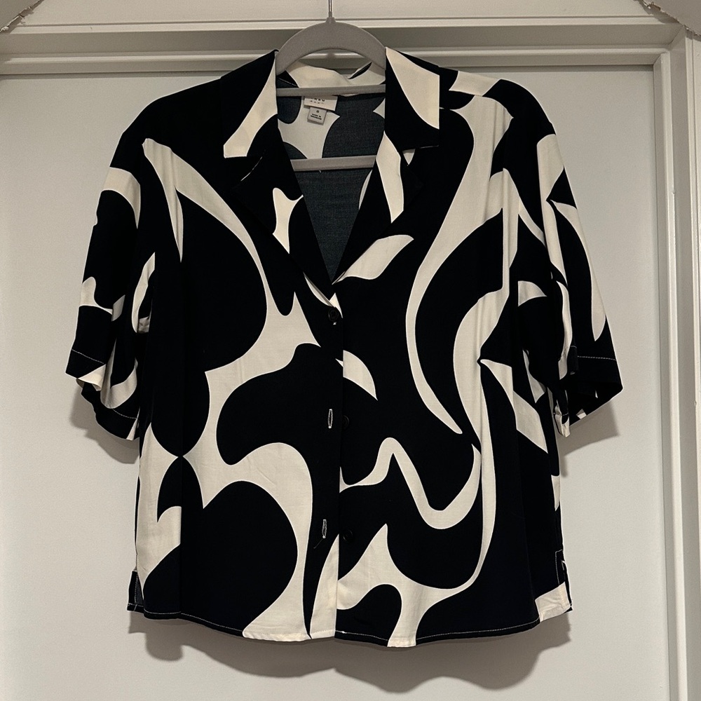 a new day Black and White Button Down Shirt